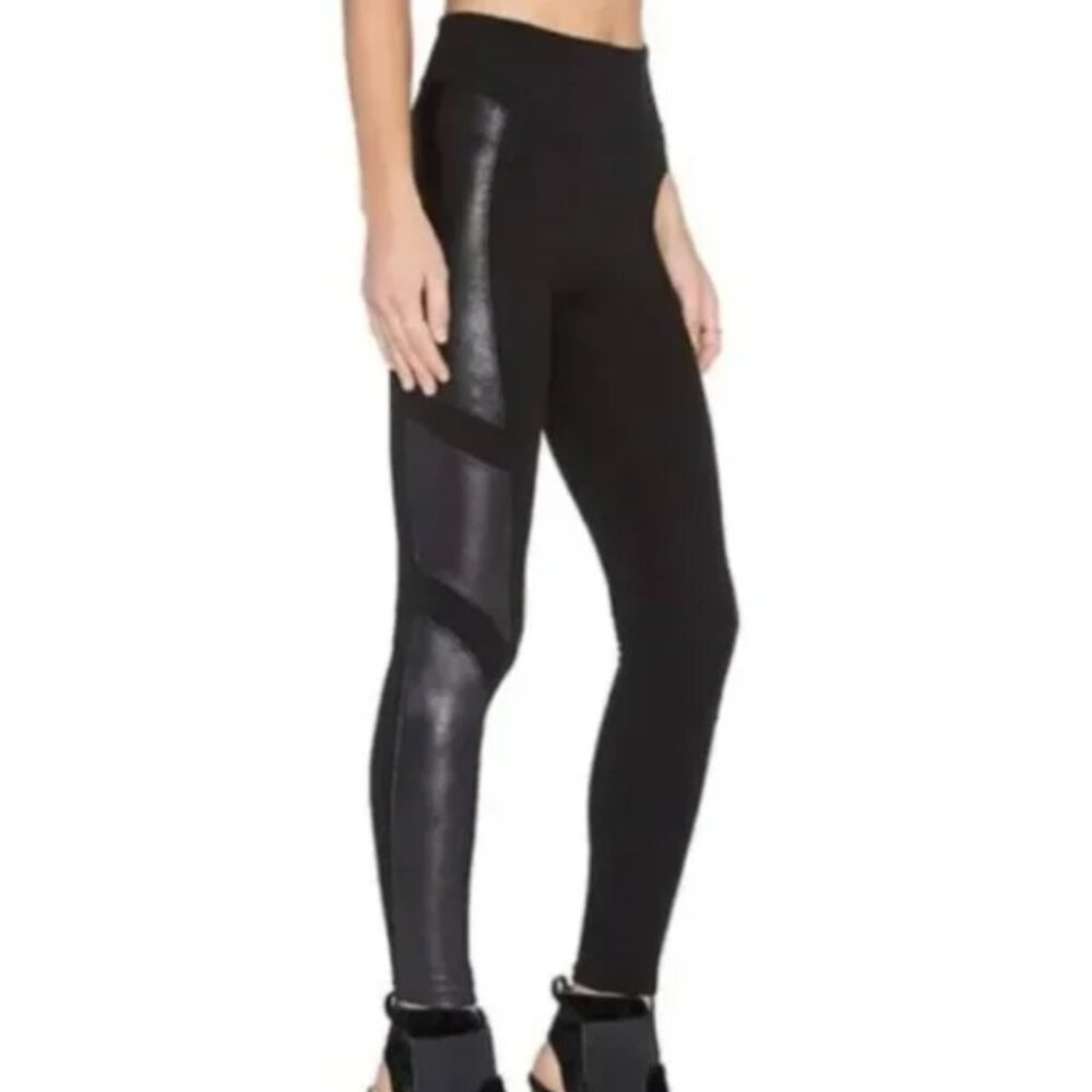 Spanx Black Faux Leather Side Panel Leggings - Size Small